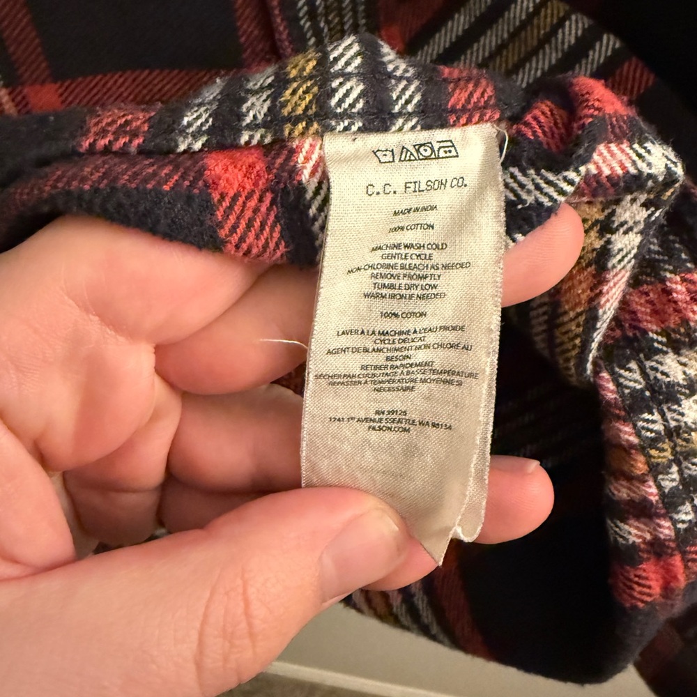 Filson Men's Scout Shirt Plaid Shirt in Red, Black, and White - Picture 4 of 4